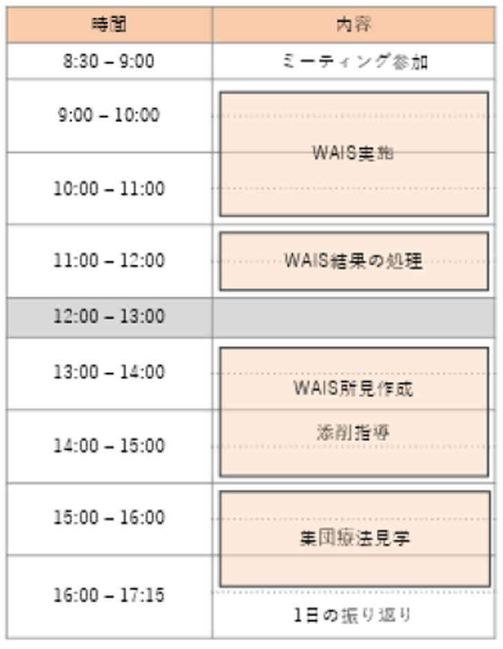 アドバンス実習スケジュール一例