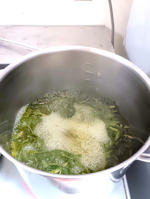 草を煮詰めます