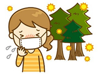マスクをした花粉症の人のイラスト